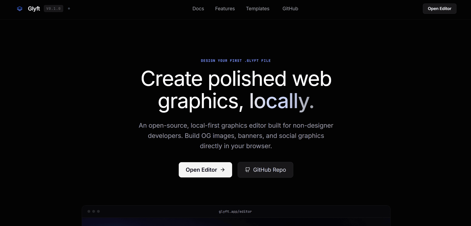 Glyft graphics editor landing page